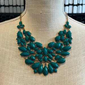 Turquoise Teardrop Beaded Statement Necklace gold plated adjustable